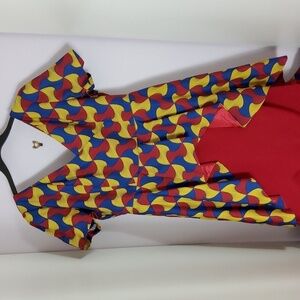 African Print Hi Low Peplum Detail Women's Dress Size XL